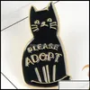 Épingles Broches Broches Bijoux Bouton De Chat En Émail Noir Pour Sac À Vêtements Veuillez Adopter L'insigne De Dessin Animé Animal Cadeau Amis C Otmas