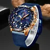 LIGE NOWOŚĆ ZWEDNIK MENS MARZE MARKA MARKA Luksusowa stal ze stali nierdzewnej Niebieski kwarc zegarek Mężczyzn Casual Sport Waterproof Watch Relogio Ly215d