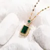 Collane con ciondolo Hip Hop Green Square CZ Stone Paved Bling Iced Out Collana con pendenti geometrici per uomo Donna Rapper Jewelry Gift