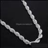 سلاسل سلاسل قلادات المعلقات المجوهرات 1630 بوصة 2MM 925 Sterling Sier Twisted Rope Stain Necklace for Women Mathion DIY في BK OTT47