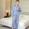 Men's Sleepwear Men Sleepwear Big Size 4XL Pyjamas Luxury Satin Long Sleeve Black Trousers for Autumn Button Down Pajama Set Silk Pajama Pant T221103