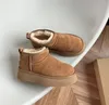 2022 Новое прибытие Зимнее Ultra Mini Platform Designer Designer Angle Snow Fur Boot Brown Australia Теплые пинетки для женщины настоящая кожа