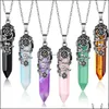 Colares de pingentes de colares de pingentes cristal para mulheres garotas cura de pedra de pedra fio de colar de quartzo embalado