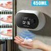 Dispenser di sapone liquido 450ML Schiuma automatica per montaggio a parete Touchless Sensor Machine Display della temperatura del tempo di ricarica USB 221103