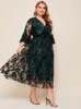 Plus Size Kleider TOLEEN Elegante Damen Für Abendparty 2022 V-Ausschnitt Langes Kleid Maxi Große Krawatte Taille Lose Freizeitkleidung