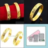 Bangle Bangle 24k Gold Plated Armband Bangles For Womens Bride Sand 12m Boutique Buckle Face Tjockade smycken gåvor Drop Delivery Dhcof