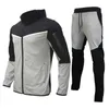 Tracksuit nova marca masculina sweatsuit tecnologia velo hoodie algodão estiramento treinamento wear boa qualidade casaco sweatpants esporte conjunto roupas y2211