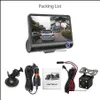 DVRS Car DVRS Nouvelle voiture DVR 3 Cameras Lens 4 0 pouce Dash Camera Dual with Rewiew Video Recorder Registrateur DVRS CAM DROP livraison 2022