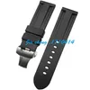 JAWODER Watchband 24mm Men Watch Bands Black Diving Silicone Rubber Strap Stainless Steel Deployment Buckle Clasp For Panerai LUMI311k