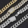 16mm Hip Hop Rhomb Iced Out 18K Gold Plated Cz Micro Pave Miami Cuban Link Chain