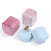 Velvet Jewelry Box Portable Octagonal Ring Boxes Double Ring Case Wedding Ceremony Rings Display Package with Detachable Lid