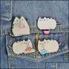 Pinos broches pinsbroachos jóias desenho animado criativo animal gato comendo macarrão esmalte o broche de broche -dinzal camisa bolsa pinos acessórios w otz5a