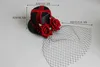 Halloween Hair Accessories Black Fascinators Hat With Mesh Red Cross Bandage Roses Adult Party Headband