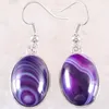 Brincos de balanço de pedra natural para mulheres Vermelhinho de cera de oval azul roxo de verdadeira roxa de aço inoxidável Branco Opal 1pair