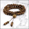 Colliers pendentifs Colliers pendentif 8 mm Collier de perles Hommes Buhhist Prière Nouée à la main Perles en bois Bracelet Femmes Yoga Meditat Dhcmk