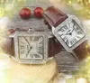 نساء الرجال مربع روماني روماني ساعة الكوارتز البطارية اليابان الحركة الأصلية لخزان الجلود السلسلة البسيطة الماس أزياء الأزواج على غرار سلسلة سلسلة الرسغ