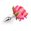 男性と女性のためのバラの花の肛門プラグマスターベーターステンレス鋼のお尻のおもちゃ前立腺マッサージ