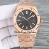 TWF 41mm 1551 A4302 Automatic Mens Watch 50th Anniversary Rose Gold Black Textured Dial Stick Markers Stainless Steel Bracelet Watches Super Edition Puretime E5