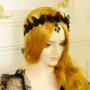 Black Mesh Butterfly Lace Headband Halloween Gothic Style Charcoal Crystal Beading Lace Headbands Festival Kids Hair Accessories