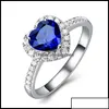 Bandringen bandrings sieraden blauwe Oostenrijkse kristal hart liefde voor vrouwen Clear Rhinestone romantisch trouwfeest groothandel drop deli otdon