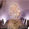 Party Decoratie 10 Arms Long Stamed Modern Clear Acryl Tube Hurricane Crystal Candle Holders Wedding Table Centerpieces 907