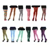 Women Socks Multicolor Striped Tights Stockings Christmas Halloween Cosplay Pantyhose