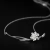 Pendentif Colliers Amxiu Fait à la main Fleur de Lotus S925 Collier Bureau Lady Collier pour les femmes Cadeau de la fête des mères Accessoires quotidiens