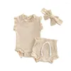 Vêtements ensembles bébé été 3pcs pour les enfants pour enfants garçons filles sans manches en tricot en tricot de bodys de bodys short