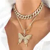 Chaînes Collier Collier Ensemble Cuba Chaîne Femmes Bling Hip Hop Bijoux Mode Multi Couche Clavicule Cadeau De Fête