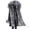 여자 모피 2022 가짜 모피 코트 칼라 따뜻한 큰 겉옷 분리 가능한 여성 긴 파카 여성 패션 겨울 재킷 4xl
