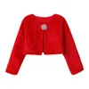 Vestes enfants fleur filles épaissir peluche fausse fourrure boléro veste haussement d'épaules Cape formelle fête de mariage capes châle vêtements d'extérieur manteaux