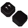 Caixa de jóias de veludo caixas de anel octogonal portáteis Caixa de casamento Double Ring Casa Rings Pacote de exibição com tampa destacável