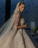 Squisiti abiti da sposa lucenti senza spalline senza maniche abito da ballo paillettes applique in pizzo abiti da sposa Aso Ebi arabo Dubai