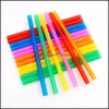 Disposable Dinnerware Disposable Dinnerware 100Pcs Color Plastic St 11X210 Mm Handmade Diy Creativity Straight Pipe 100 Single 8 Col Dhpkt