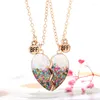 Подвесные ожерелья Lovecryst 2pcs/Set Seet Seercein Stitching Fade Color Drop Oil Friend Ожерелье Барф