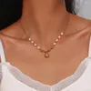 Pendant Necklaces Freshwater Pearl Gold Color Beads Chain Stainless Steel Necklace Optimistic Sun For Woman Christmas Gift