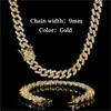 Hip Hop Jewelry 9mm Rose White 18K Gold Plated Iced Out Hiphop Cuban Link Necklace Choker Chain6926352