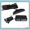 Car Rear View Cameras Parking Sensors New Dc12V Led Bibibi Car Parking 4 Sensors Reverse Backup Rear Buzzer Radar System Kit Sound Dhoqb