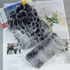 Hats Scarves Sets Women Warm Rex Rabbit Fur Hat Scarf Winter Lady Knit Muffler 2 Pieces Natural Cap 221105