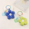 Keychains Sweet Fabric Sunflower Keychain Pendant Color Heart Open Ring Key Chain Accessories Women Girl Bag Car Charm Keyring Jewelry