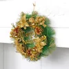 Couronne de Noël de fleurs décoratives avec pommes de pin et cloches, guirlande suspendue pour porte d'entrée, décoration de maison, fournitures de fête de vacances