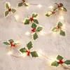 Cordes 2M Led Chaîne De Noël Lumière Feuille Artificielle Baies Ornements Guirlande Guirlande Lumineuse Fête D'anniversaire De Mariage Décoration