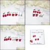 Stud Stud 925 Sier Needle Fashion Zircon Stberry Cherry Earrings Set For Women Girls Earring Female Party Jewelry Gift Drop Delivery Dhu1K