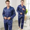 Ropa de dormir para hombres 2 unids Conjunto de sueño Satén Casual Primavera Ropa de dormir masculina Imprimir Kimono Albornoz Vestido Camisa Pantalones Verano Nueva Lencería íntima Homewear T221103