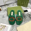 Women Fur Slippers Slide Sandal Wool Designer Thick Bottom Light Brown merino wool slides Fashion Apartment Flat Muller Heel slipper Winter