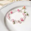 Strand 2022 Coréen Fleurs Tulipe Bracelets Bohème Coloré Cristal Perlé Bracelet À La Main Élastique Corde Femmes Pulseira Bijoux