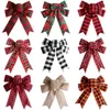 Juldekorationer Big Bowknot Tree Handmade Plaid Linen Gift Decoration