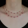 Choker Micro Pave Red Cleart Drop Drop Charm Neckalce Rose Gold Tennis Chain CZ for Women Femme Fashion Jewelry