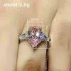 Bröllopsringar Caoshi Fancy Proposal Ring Bridal Dazzling Pink Crystal Jewelry Sweet Lady Fashion Design Accessories For Delicate Gift