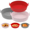 Silicone Panier Pot Plateau Casseroles Doublure Pour Air Friteuse Four Accessoires Pan Cuisson Moule Pâtisserie Ustensiles De Cuisson Cuisine Roman Forme Réutilisable SN121